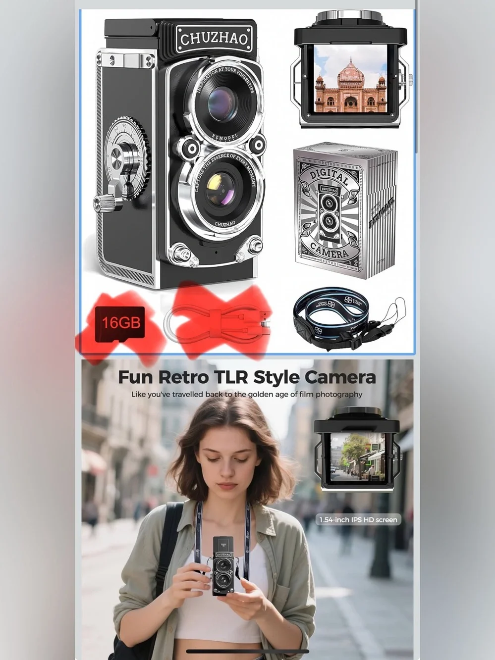 Silver Digital Camera - Retro Design